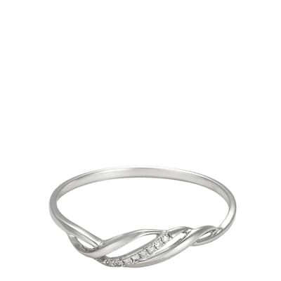 Silver Diamond Embellished Twist Ring