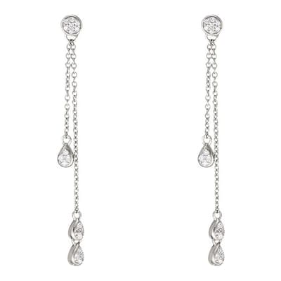 Silver Diamond Hanging Earrings