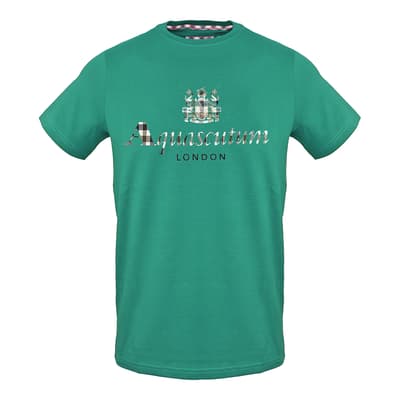 Green Check Logo Cotton T-Shirt