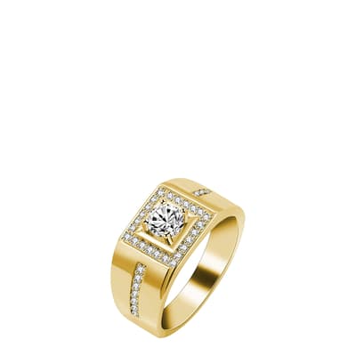 18K Gold Zircon Solitaire Band Ring