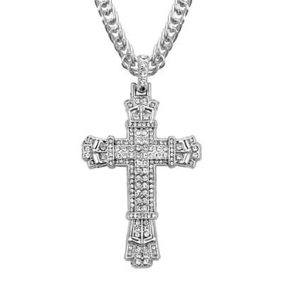 Silver Zircon Cross Necklace