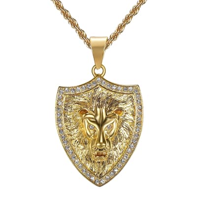 18K Gold Lion Zircon Motif Necklace