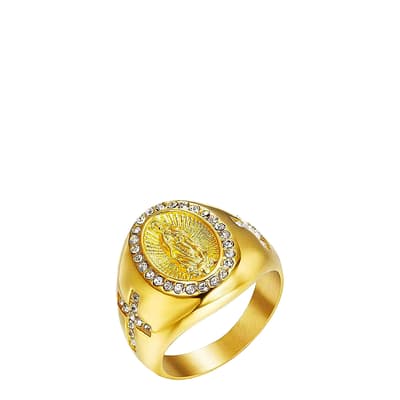 18K Gold Religious Zircon Ring