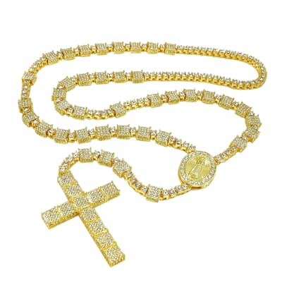 18K Gold Multi Zircon Cross Necklace