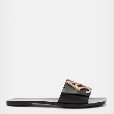 Black Leather Klara Slide Sandals