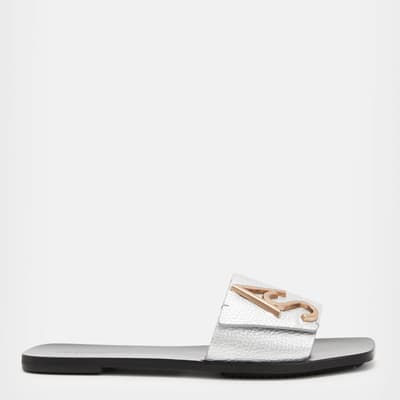 Silver Leather Klara Slide Sandals