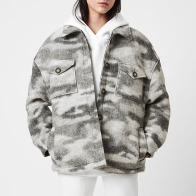 Grey Camo Print Fenix Wool Blend Jacket
