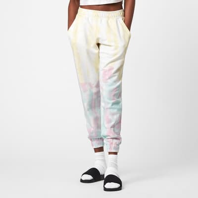 White Pippa Tie Dye Tapered Cotton Joggers