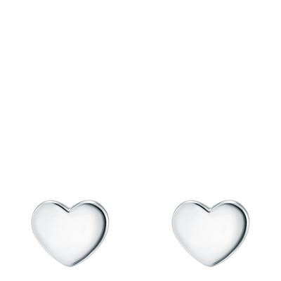 Silver Heart Shaped Stud Earrings