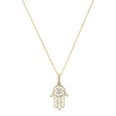 Yellow Gold Hand Pendant Necklace