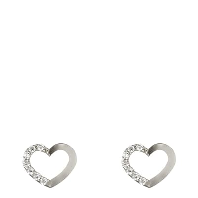 White Gold Heart Shaped Stud Earrings