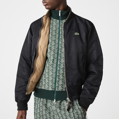 Black Reversible Quilted Bomber Jacket