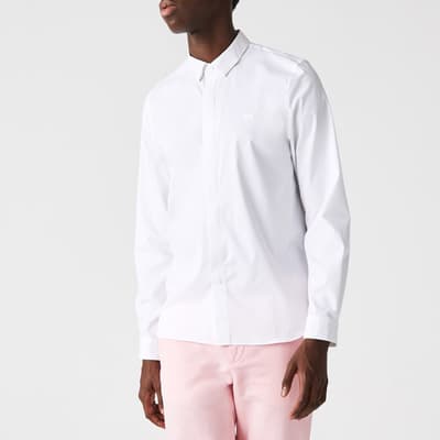 White Slim Fit Cotton Blend Shirt