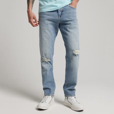 Blue Tailored Straight Stretch Jeans