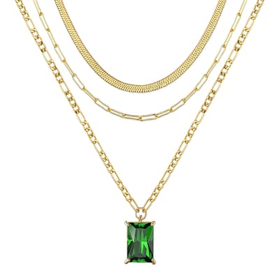 18K Multi Layer Emerald Green Drop Necklace