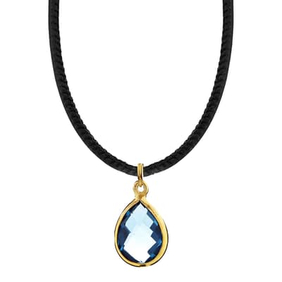 18K Gold Blue Quartz Drop Necklace