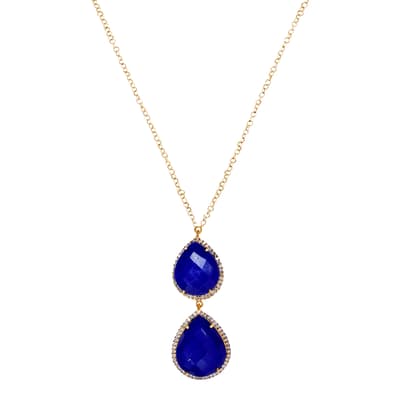 18K Gold Multi Sapphire Drop Necklace