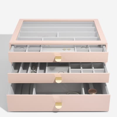 Blush Pink Supersize Jewellery Box - Set of 3 (with drawers)