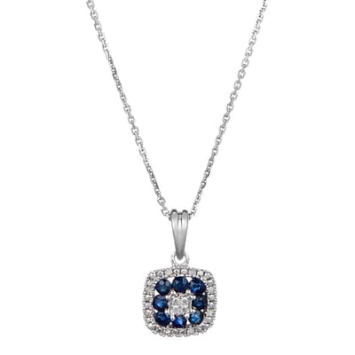 Silver/Blue Sapphire Pendant Necklace