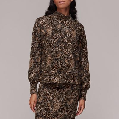 Brown Jacquard Printed High Neck Top