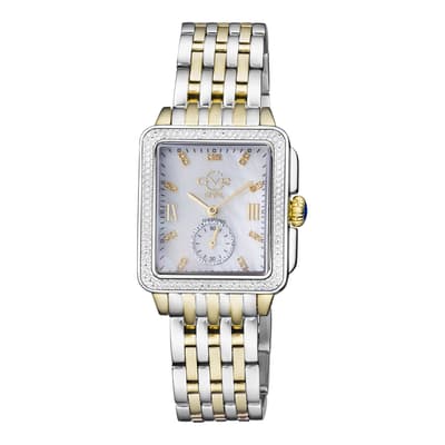 Women's Silver Gevril Mother Of Pearl Swiss Quartz Diamond Watch 34mm