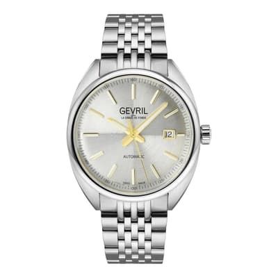 Men's Silver Gevril Five Points Swiss Automatic Watch 44.5mm