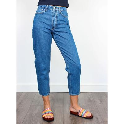 Mid Blue Alissa High Rise Cropped Jeans 