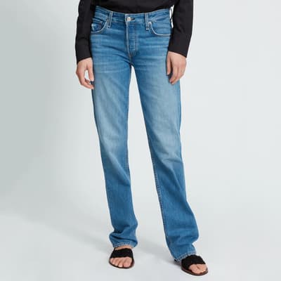 Mid Blue Piper Low Rise Straight Fit Jeans