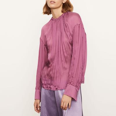 Pink High Neck Silk Blouse