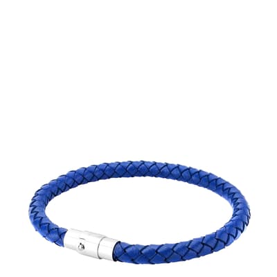 Silver & Blue Leather Bracelet