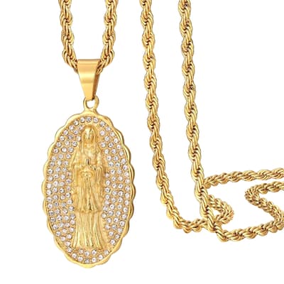 18K Gold Religious Cz Necklace