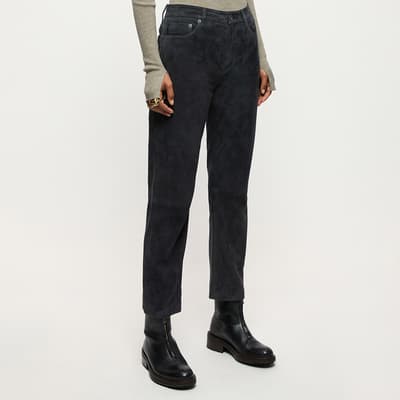 Washed Black Lea Suede Jeans