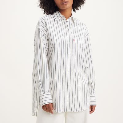 White Stripe Oversized Cotton Shirt
