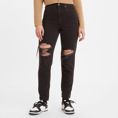 Black Distressed Skinny Mom Jeans