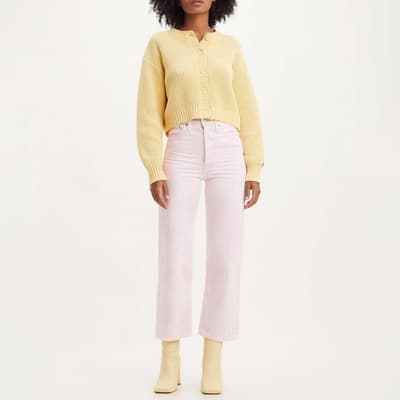 Pink Cropped Straight Leg Jeans