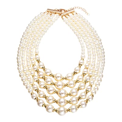 18K Gold Multi Layer Pearl Necklace