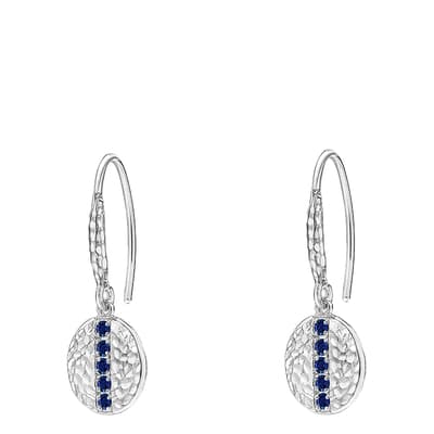 Silver Blue Sapphire 10mm Round Lumiere Drop Earrings