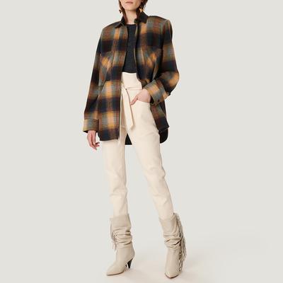 Multi Check Minsi Wool Blend Overshirt