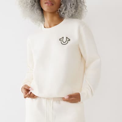 Cream Utility Cotton Blend Sweatshirt