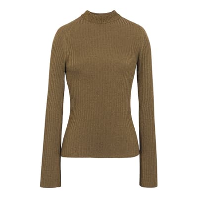 Gold Ribbed Wool Jumper