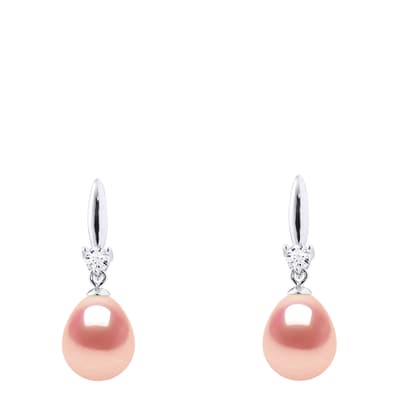 Silver/Natural Pink Real Cultured Freshwater Pearl Earrings