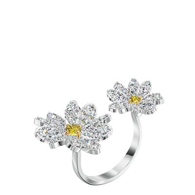 Silver Yellow Eternal Flower Ring