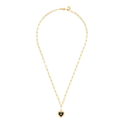 18K Gold Black Heart Necklace