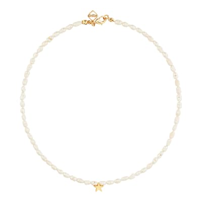 18K Gold Pearly Star Necklace