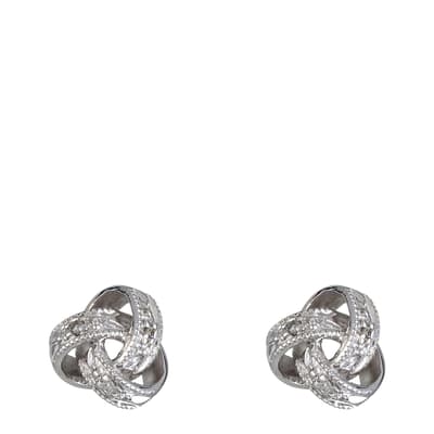 Silver Diamond Knot Stud Earrings