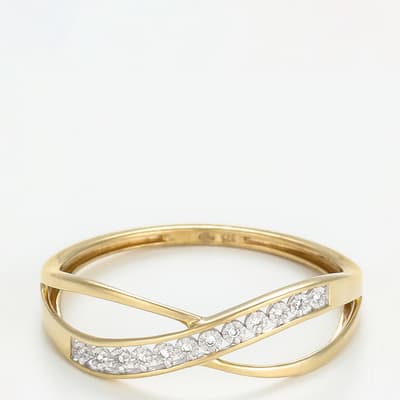 Yellow Gold Diamond Embellished Swirl Ring