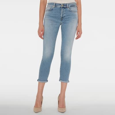 Light Blue Asher Cropped Stretch Jeans