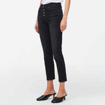 Black Roxanne Exposed Buttons Jeans