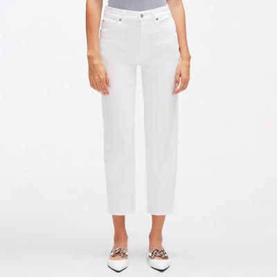 White Modern Stretch Straight Jeans