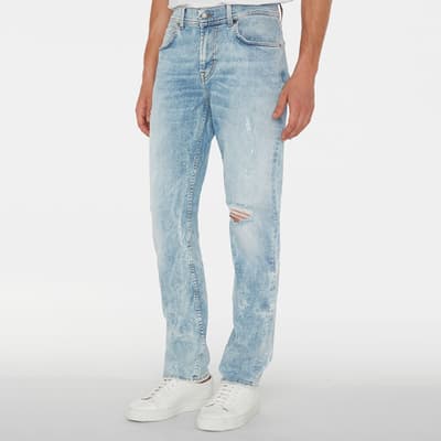 Light Blue Slimmy Distressed Tapered Stretch Jeans